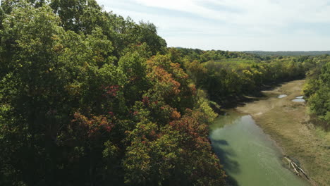 Shaggy-Bushes-And-Creek-At-Twin-Bridges-Park-In-Arkansas,-USA