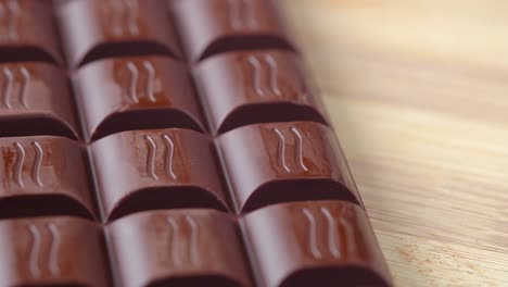 close up of a dark chocolate bar on a wooden surface