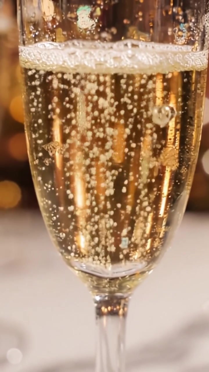 Una celebrazione scintillante: Squisiti calici di champagne riempiti con essenza frizzante e bollicine scintillanti, catturando momenti di gioia ed eleganza in un'atmosfera festosa