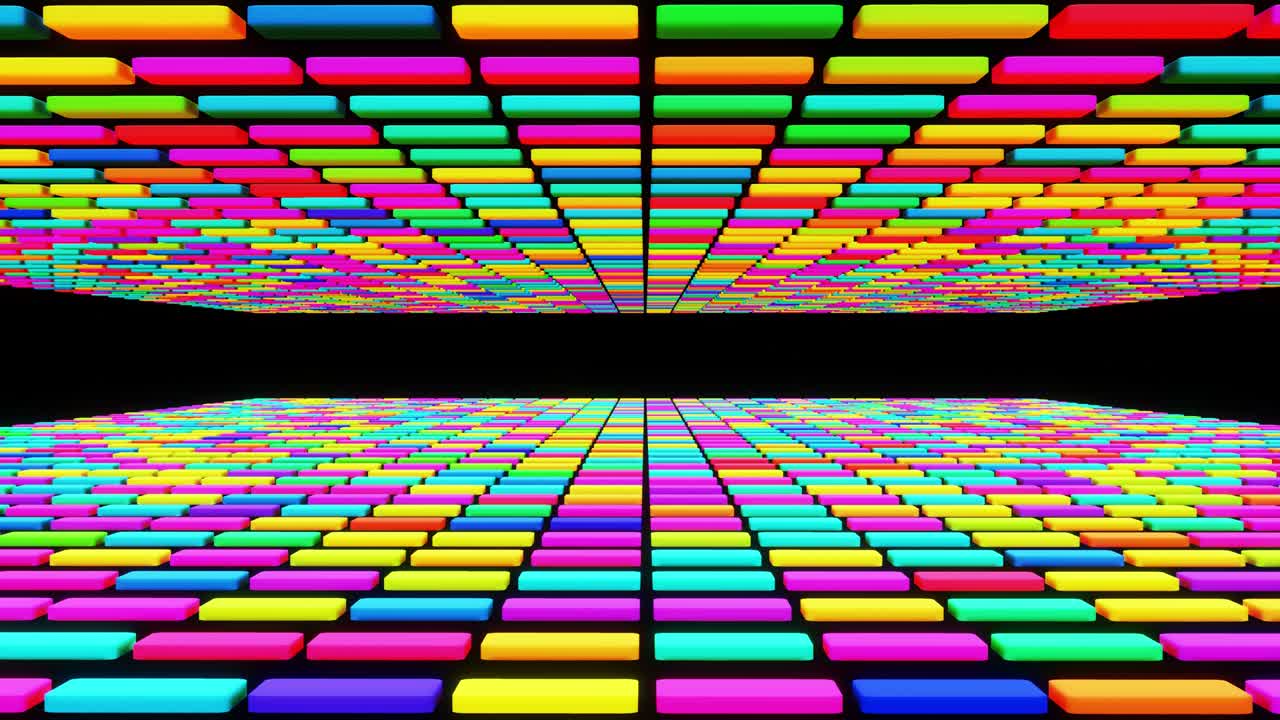 fondo festivo creativo abstracto 3d con animación de flujo en bucle, columnas multicolores que parpadean diferentes colores al azar. estilo de dibujos animados. columnas se mueven arriba y abajo. bucle vj simple bg creativo