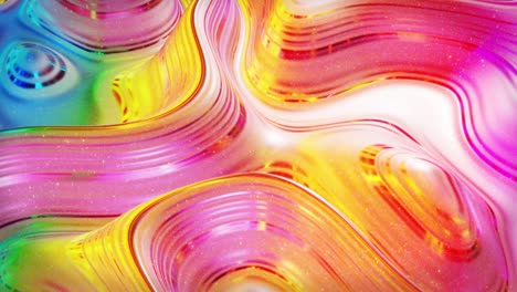 looped abstract background. beautiful iridescent wavy surface of liquid with pattern, gradient color and flow waves on it. rainbow glossy and matt fluid. creative bright bg with soft smooth animation.