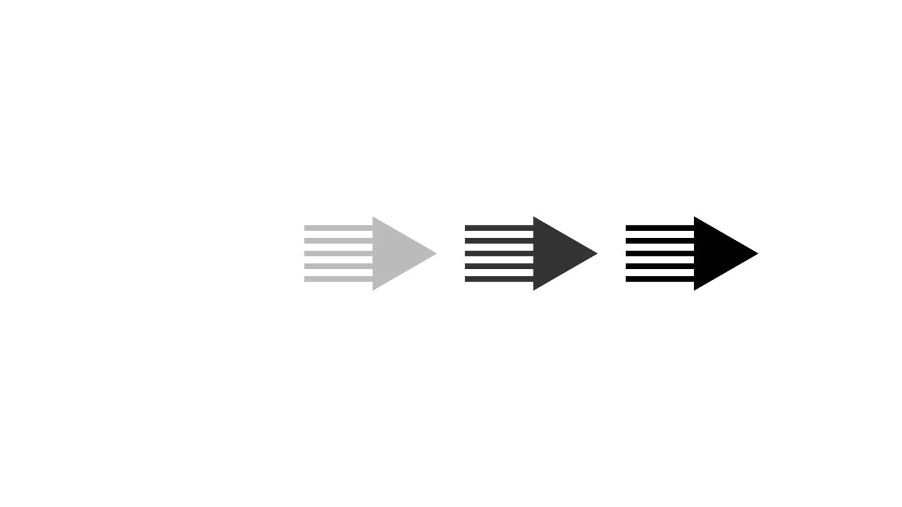 Animated Black Arrow Icon Moving Right with Trail