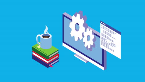 tecnología de educación en línea con escritorio