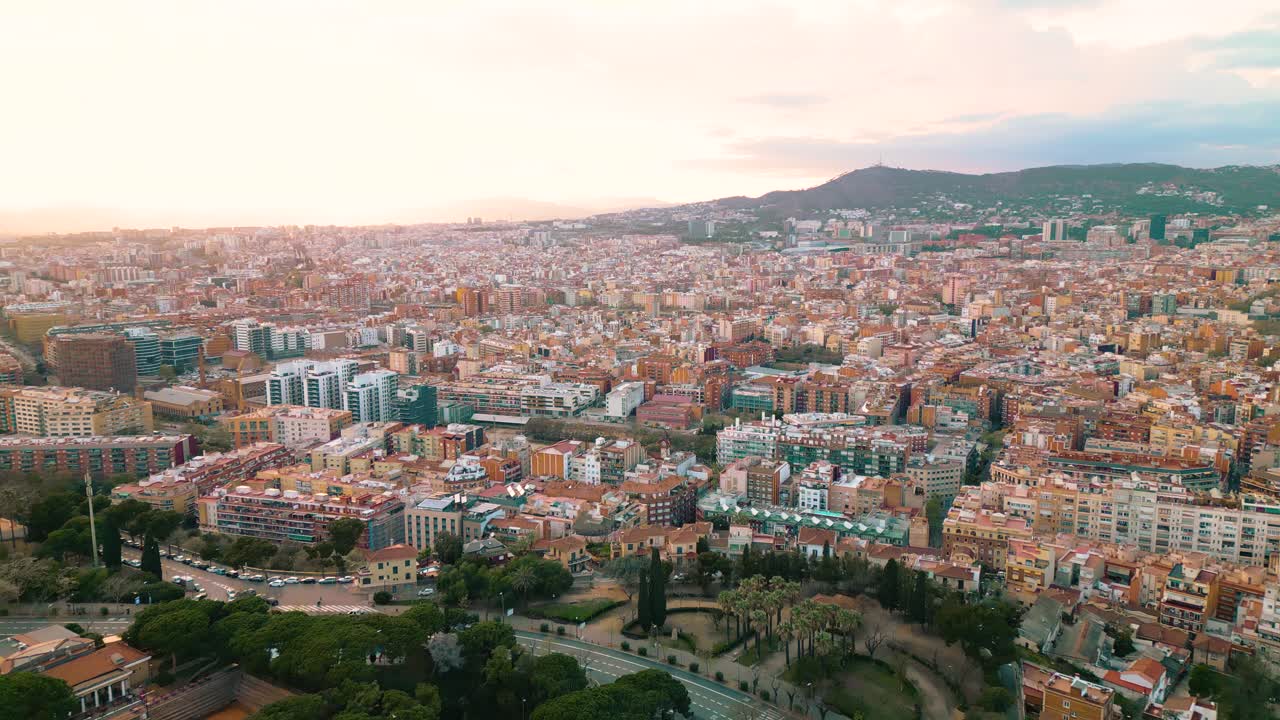 스페인 바르셀로나 위 의 놀라운 공중 전망