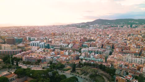 amazing aerial view above barcelona, spain
