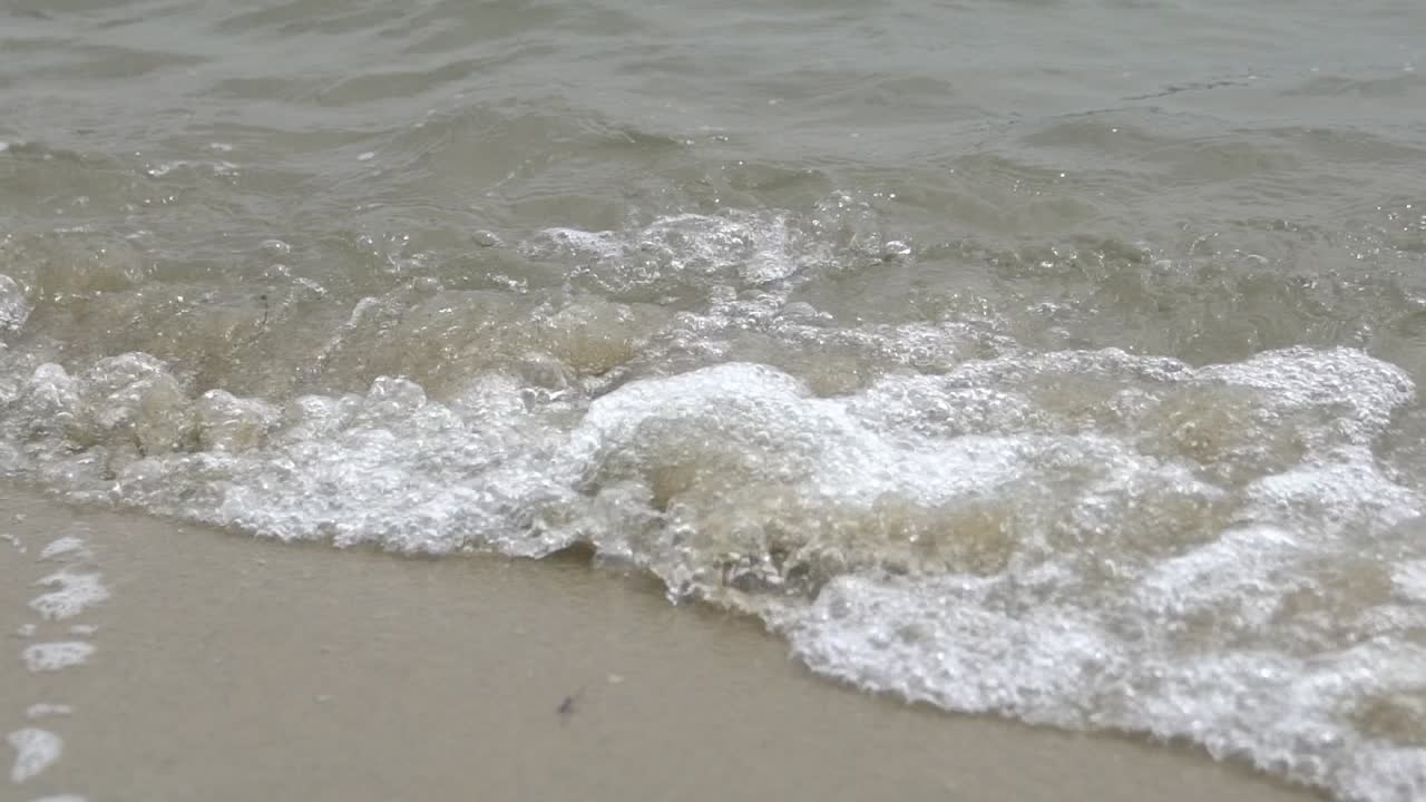 Small waves hitting the sand repeatedly.