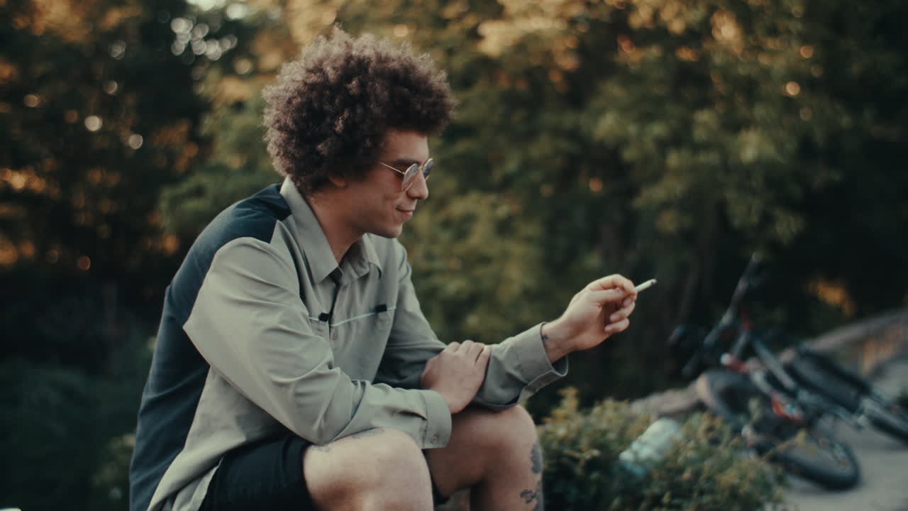 Man Smoking Outdoors