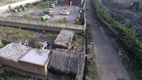 aerial view of a waste dump in a developing country