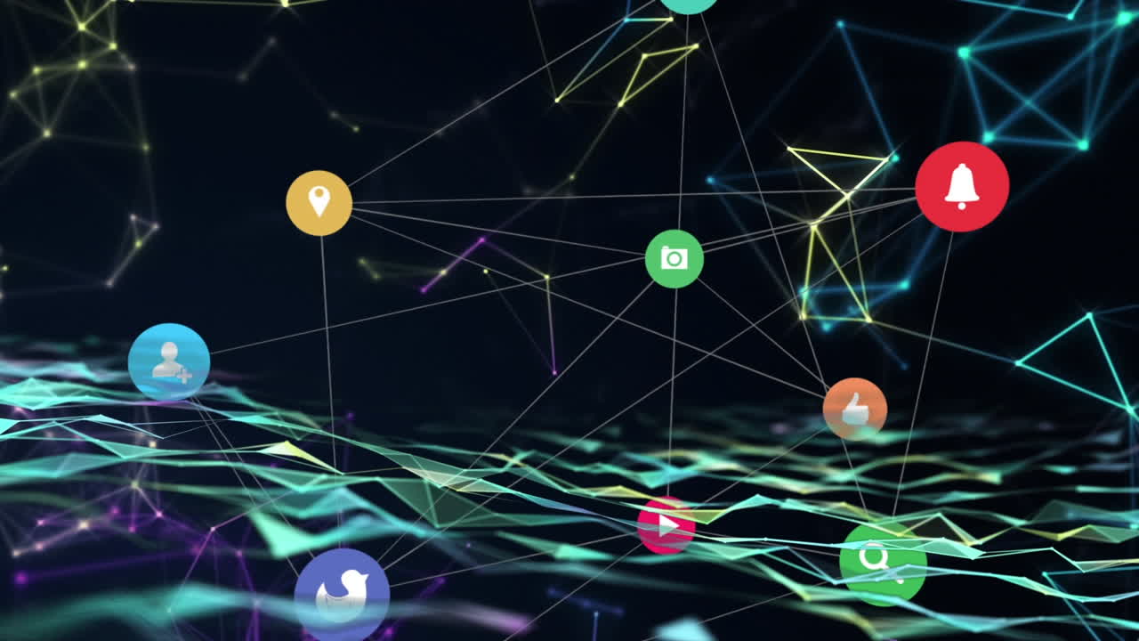 기하학적 모양에 대한 연결 아이콘의 웹