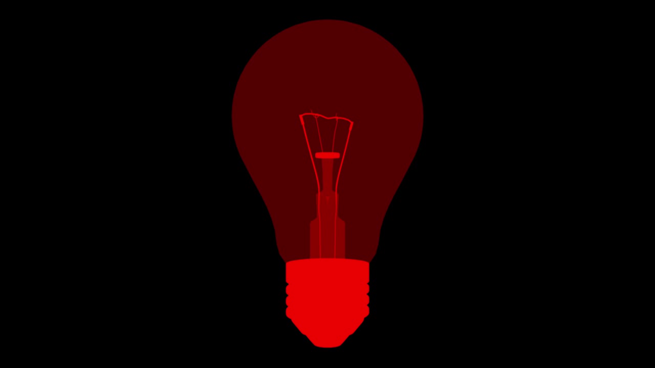 전구 아이콘 아이디어, 현대 전구 라인 아이콘 애니메이션 검은색 배경, 불타는 전구, 훌륭한 아이디어 - 빨간색