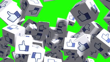 facebook thumbs up and down icons on green screen