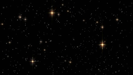 animation of blue, grey and white pixel zigzag over glowing golden stars on black background