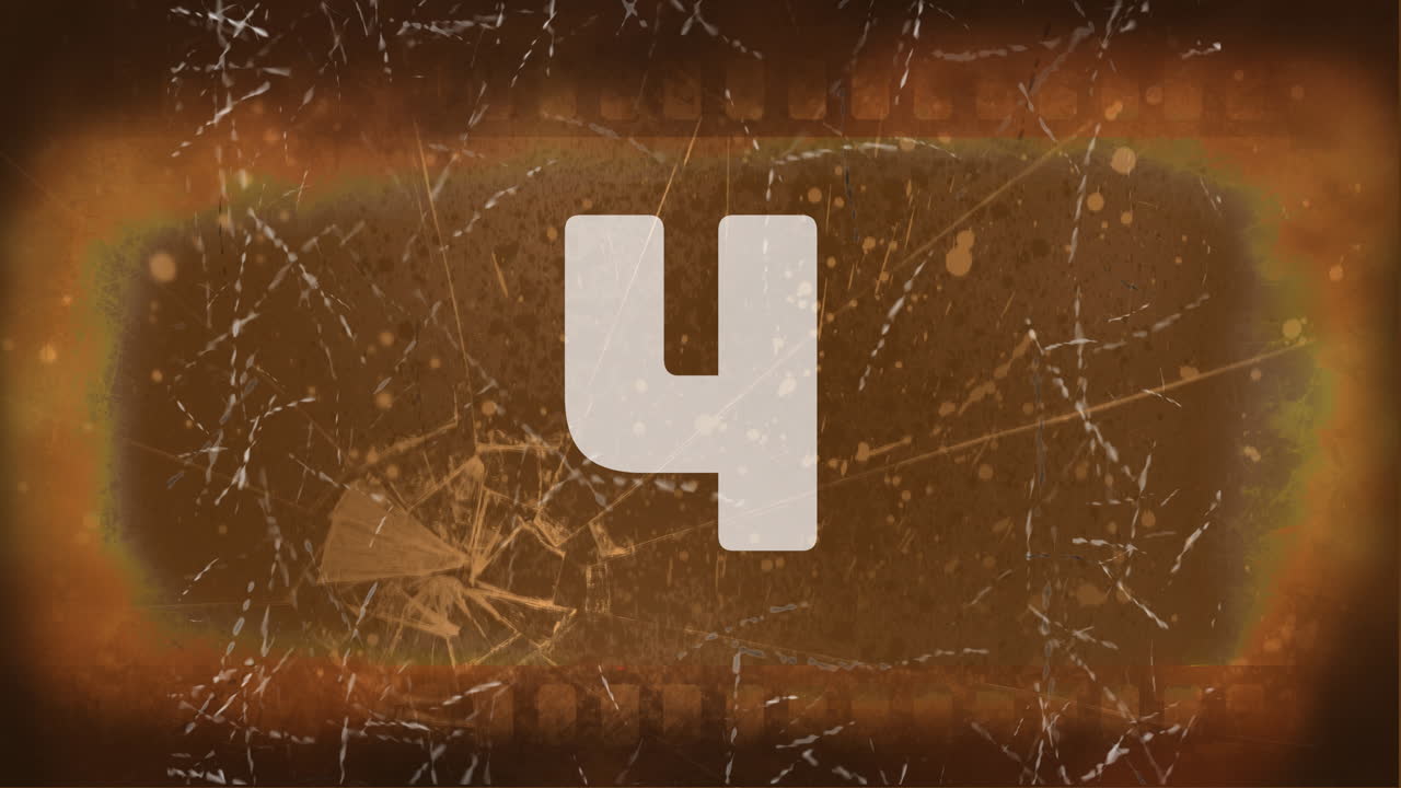 animación de cuenta atrás contra un parabrisas de coche roto 4k