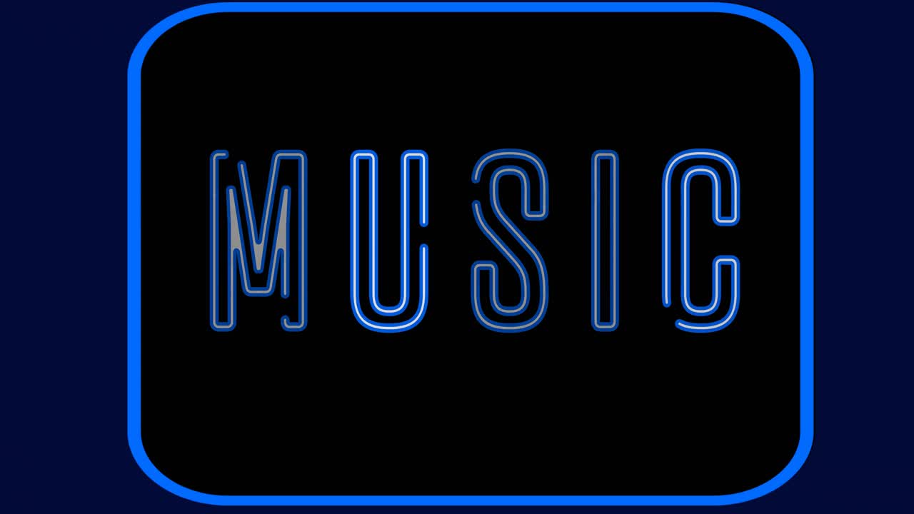 어두운 배경 위의 음악 텍스트의 애니메이션