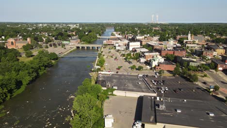 raisin river journey: drone shot through monroe, michigan