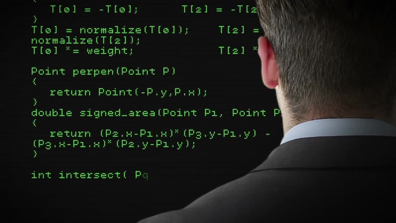 Businessman back watching a screen