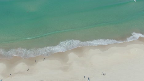 aerial shot of waves breaking in over bondi beach, sydney, new south wales, australia