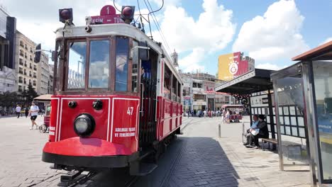 istanbul tram in taksim square