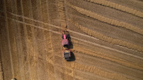 Top-Down-View-of-Red-Combine-Harvester-in-Action