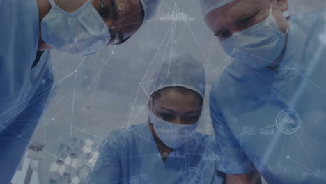 animation of network of connections with data processing over diverse doctors