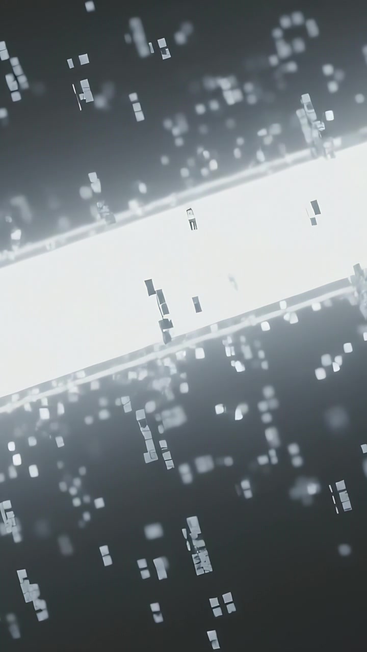 Vertical video: Appearing frame one, bright light strip moving across frame, suggesting data flow