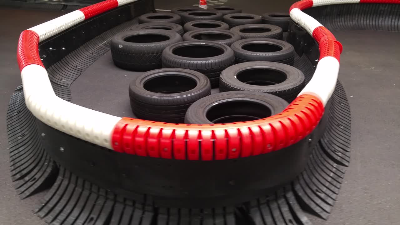tire bumpers of a go kart race track
