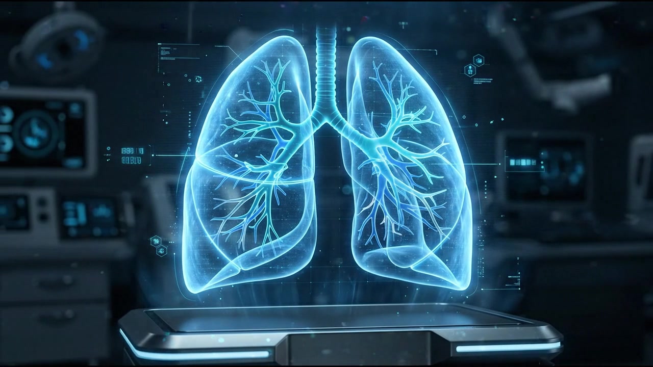 Pair of 3D human lungs showing detailed pulmonary vascular network