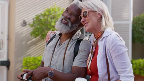 happy elderly couple on vacation