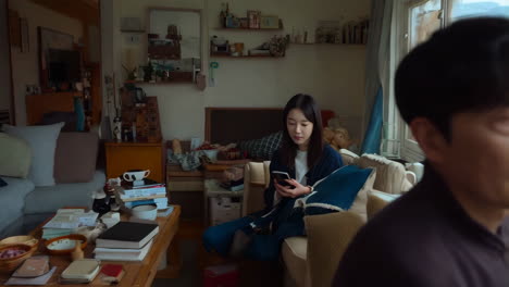 family in a home living room