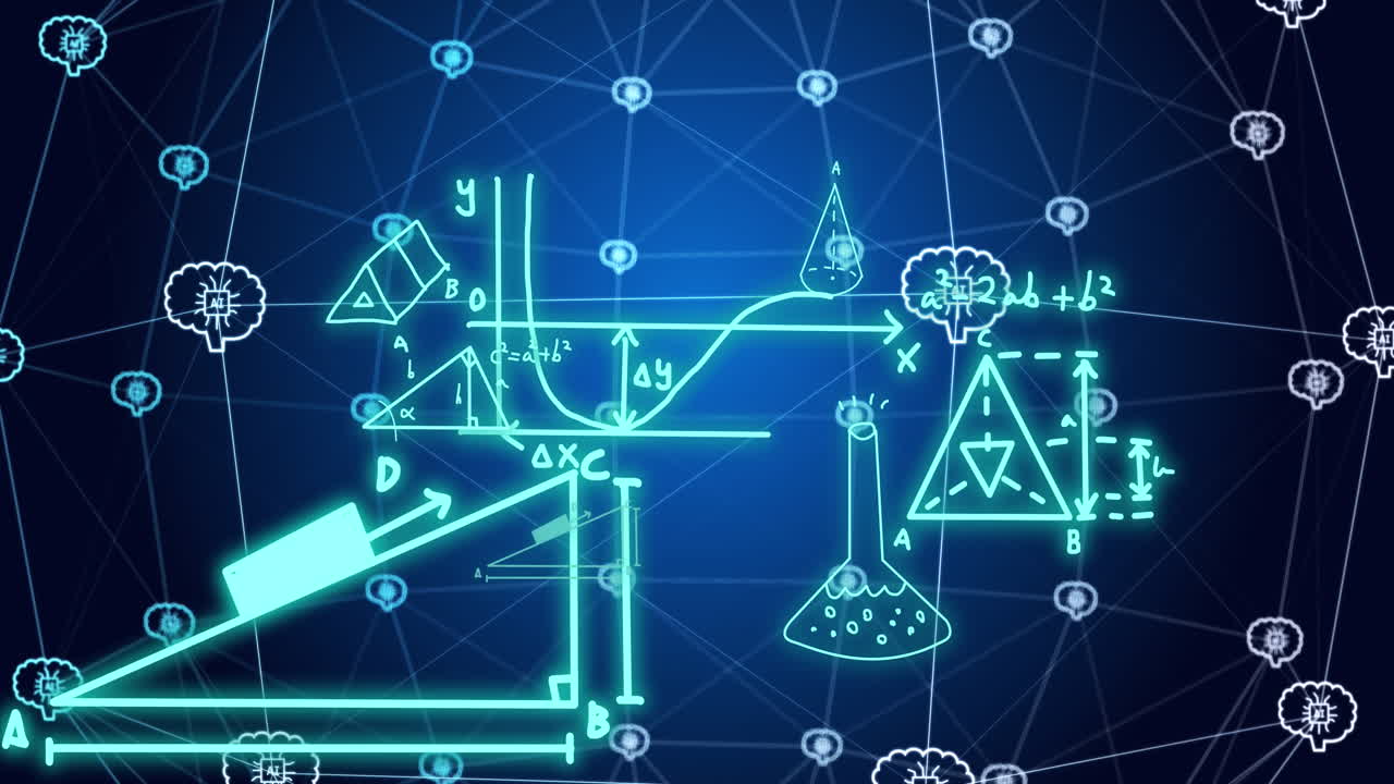 анимация обработки данных через соединения с иконками