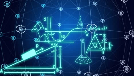 animación de un procesamiento de datos a través de conexiones con iconos