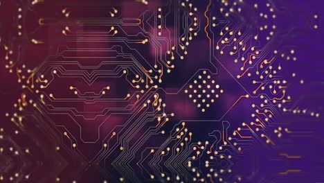 Animation-of-integrated-circuit-over-purple-background