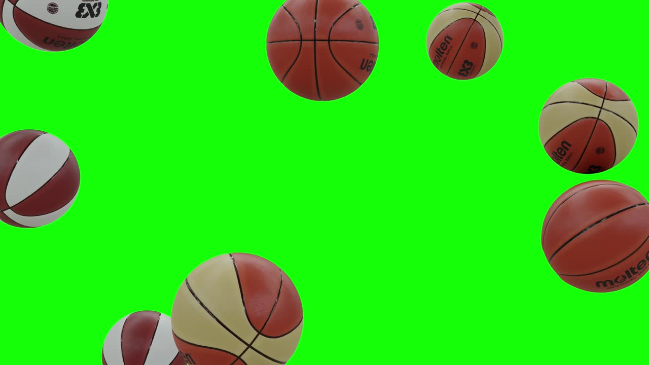 Football Balls Falling On A Screen With Alpha Channel