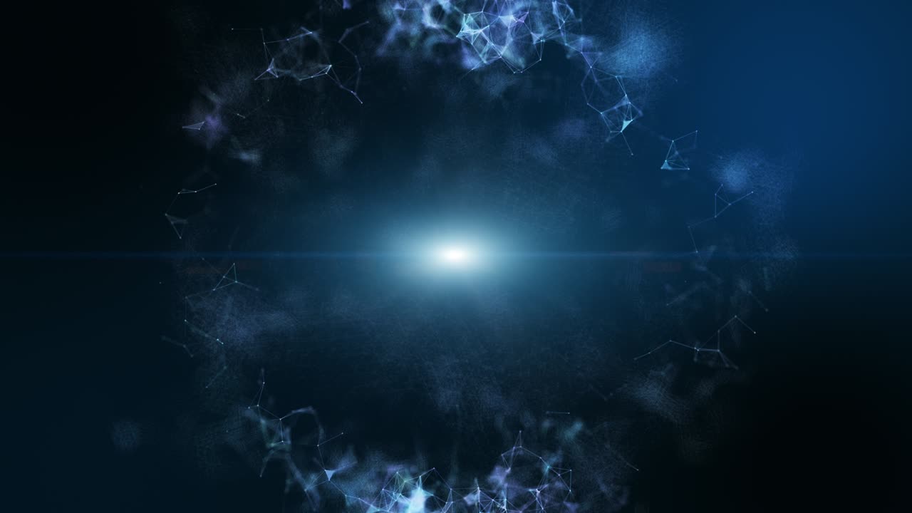 fondo geométrico de forma de círculo azul abstracto con líneas y puntos en movimiento. fondo de tecnología de grandes datos.