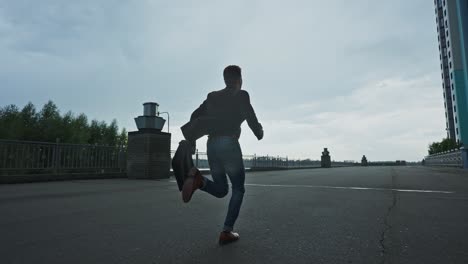 businessman running in city