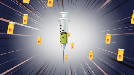 animation of falling covid 19 vaccination syringe