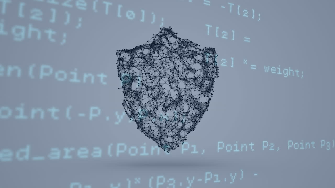 Animation of data processing and shield icon