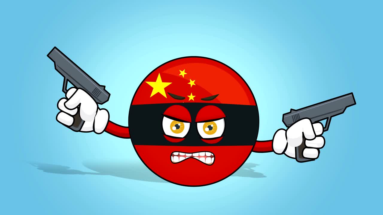 만화 아이콘 발 중국 강도 얼굴 애니메이션