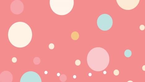 animation of multiple pastel spots flying up on orange background