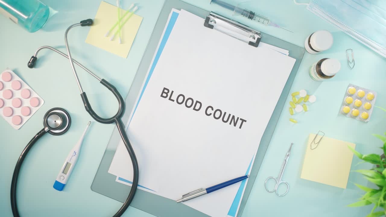 BLOOD COUNT WRITTEN ON MEDICAL PAPER