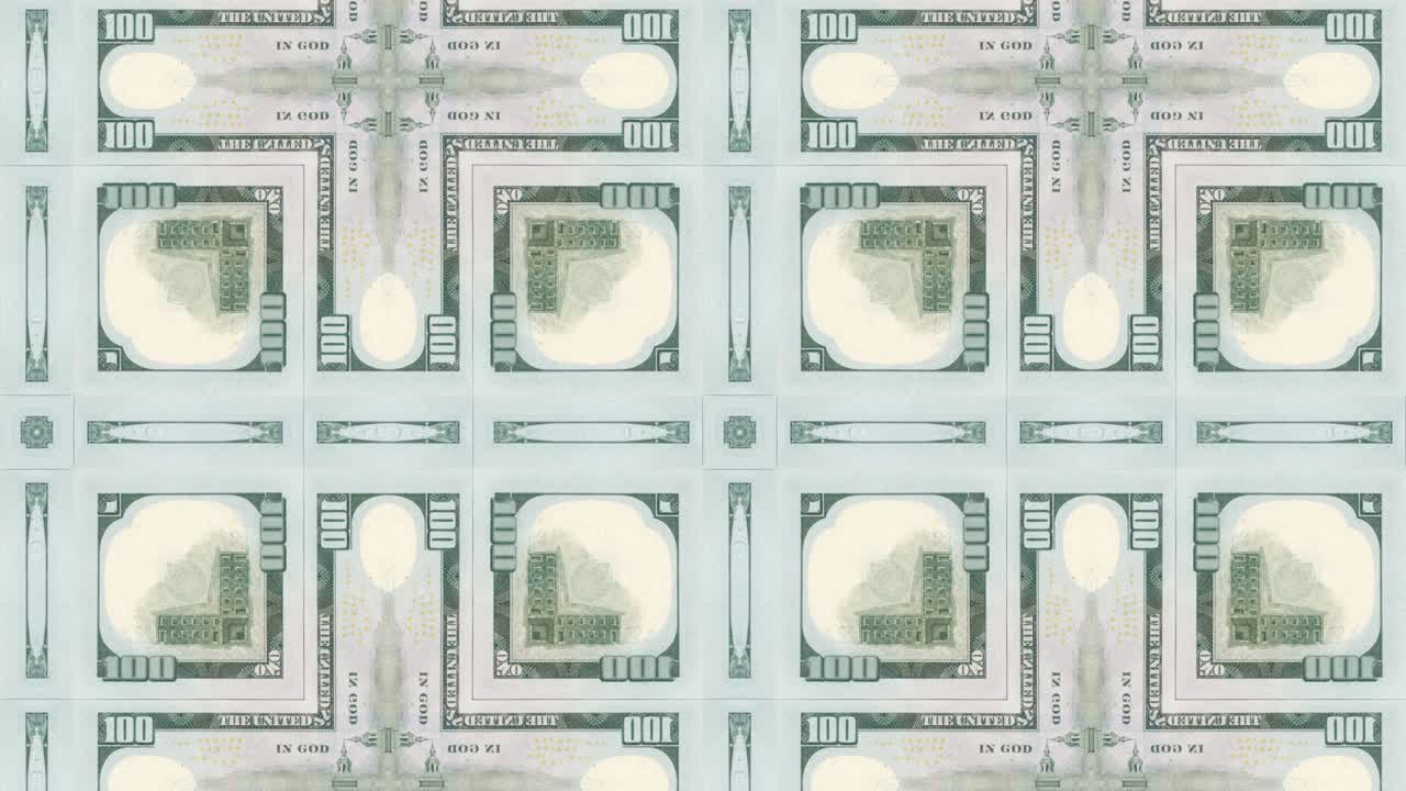 추상적이고 역동적인 기업 배경에 미국 달러 지폐의 모자이크.