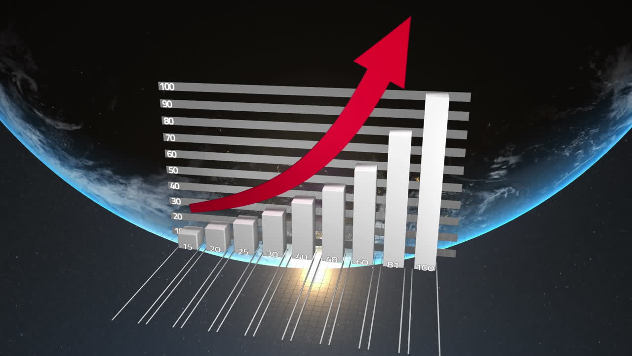 Animation of data processing and statistics over globe