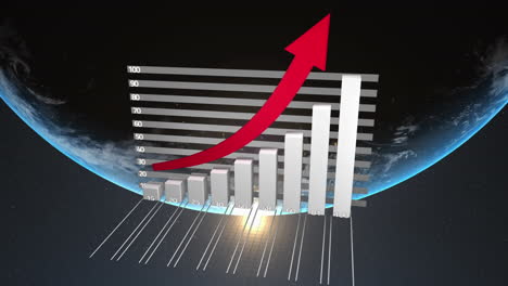 animation of data processing and statistics over globe