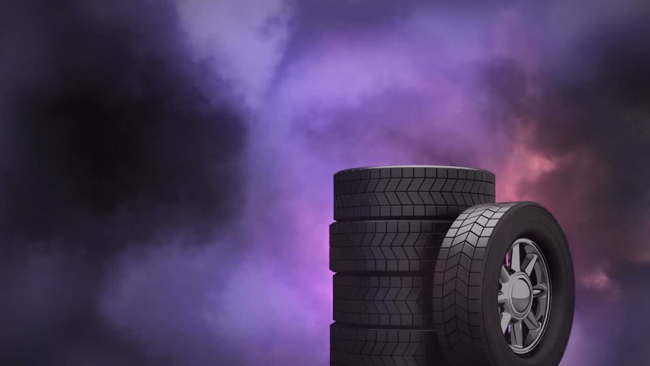 ruedas con tormenta en el fondo