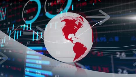 animación de la línea con el procesamiento de datos financieros en todo el mundo