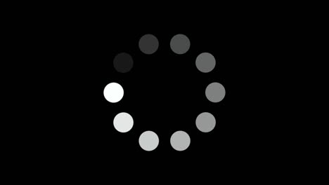cargando la animación del icono del círculo blanco en el fondo negro. bucle sin fisuras. fondo animado de video.