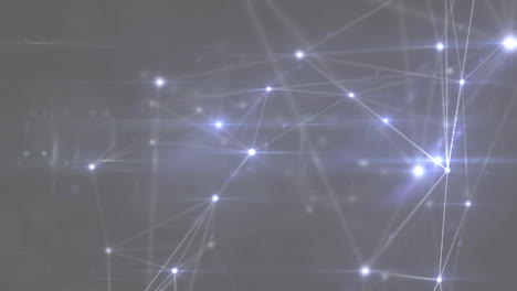 animación digital de una red brillante de conexiones contra un fondo gris