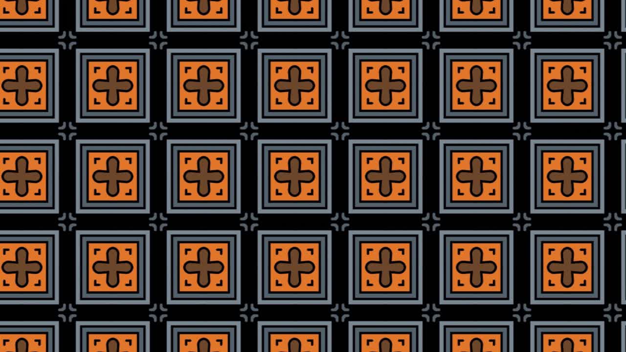 resumen, animación de fondo, desplazamiento hacia la derecha, cuadrados azules y naranjas sobre fondo negro