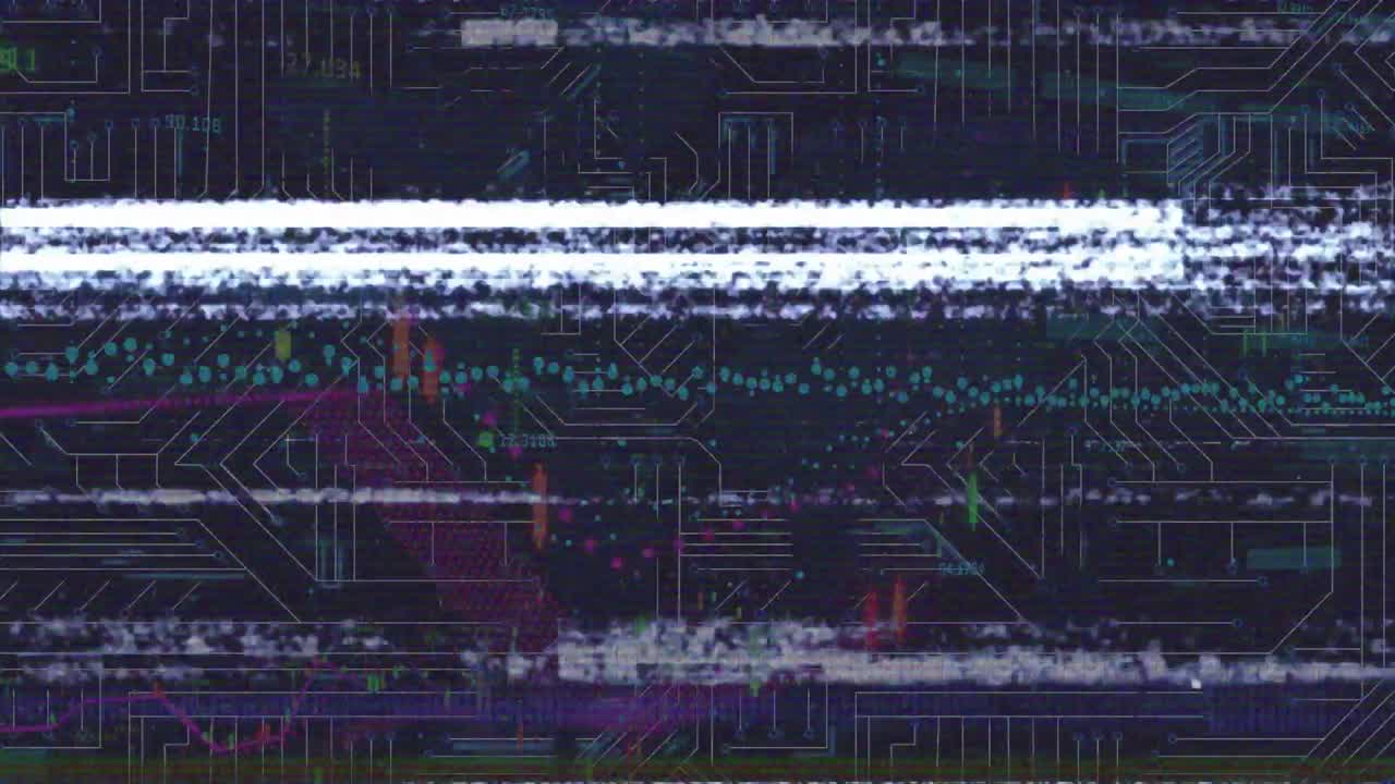 Padrão abstrato de circuito com anomalia na interface, exibindo pontos de dados turquesa e linhas de grade.