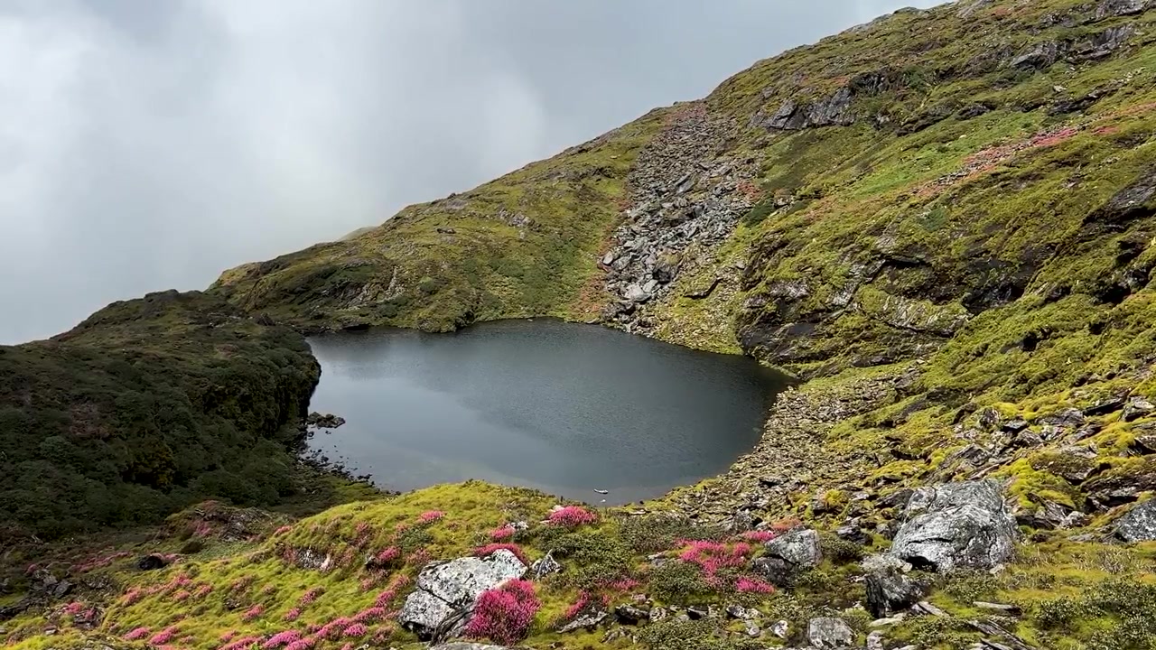 Landscape view of Hadi mountain lake in Taplejung, Nepal.